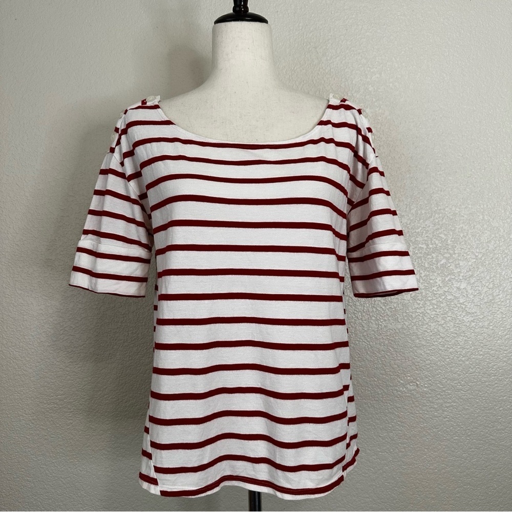 Anthropologie Pilcro and the Letterpress Red White Striped Top, Sz Large